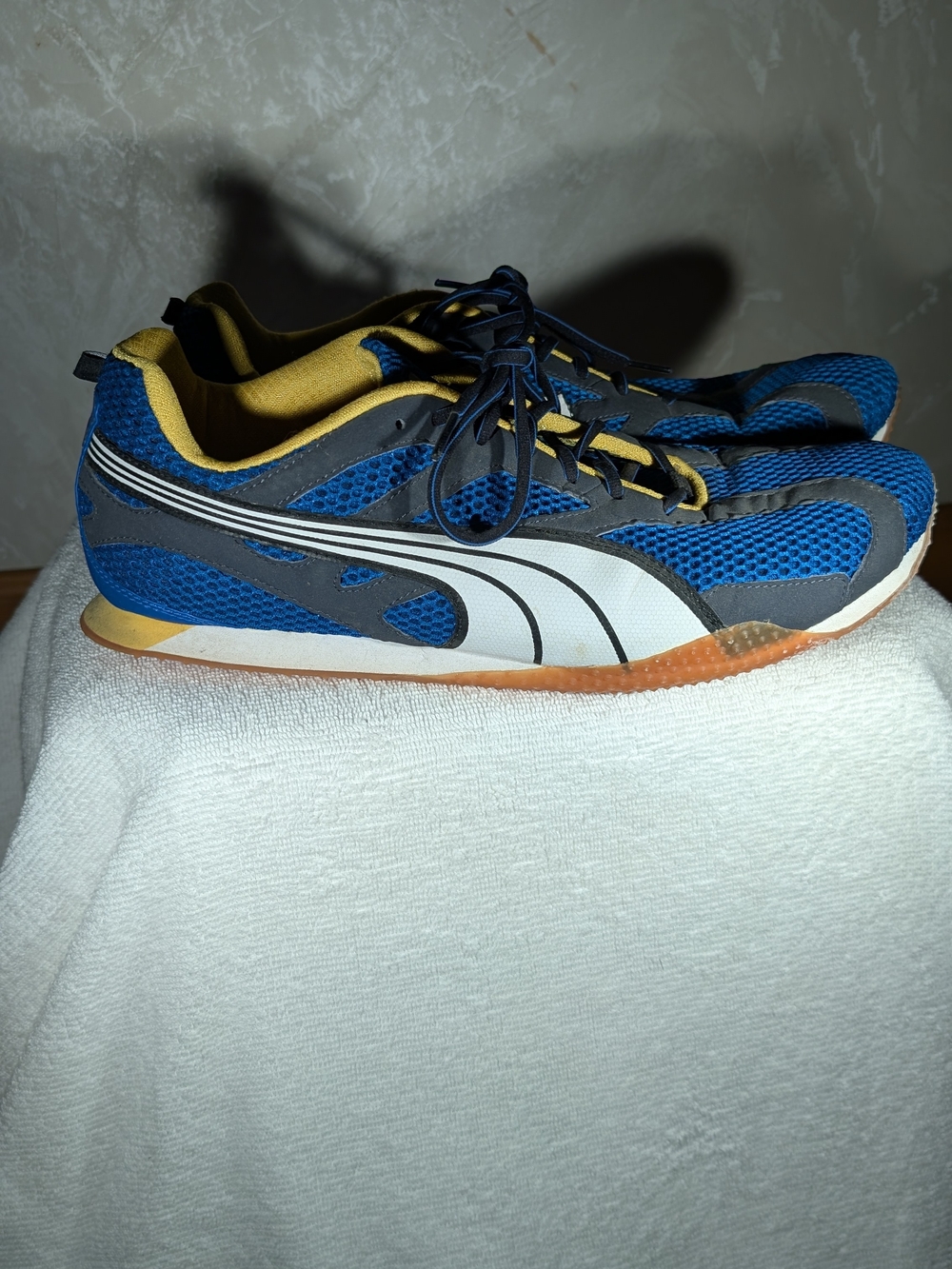 Puma Blue Grey Gold Mesh Running Sneakers Men's Size 13